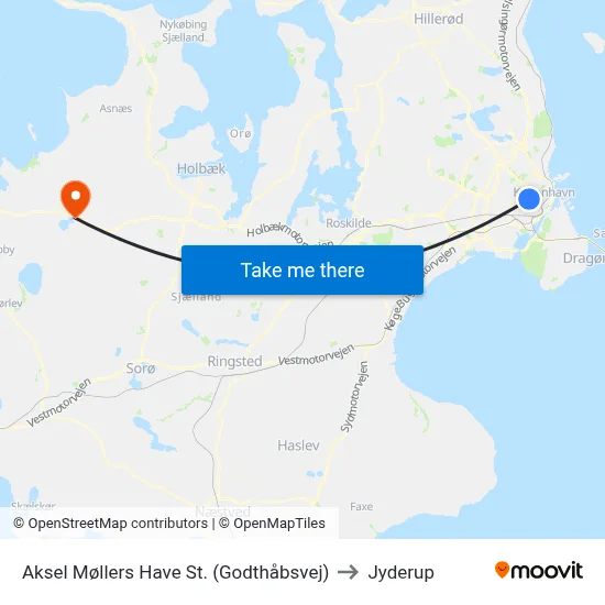 Aksel Møllers Have St. (Godthåbsvej) to Jyderup map