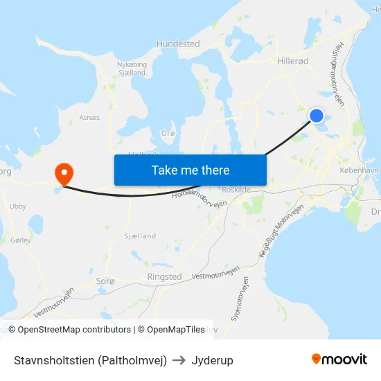 Stavnsholtstien (Paltholmvej) to Jyderup map