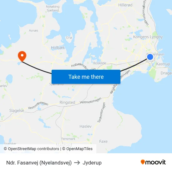 Ndr. Fasanvej (Nyelandsvej) to Jyderup map