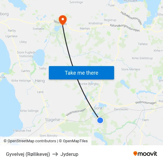 Gyvelvej (Røllikevej) to Jyderup map