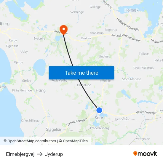 Elmebjergvej to Jyderup map