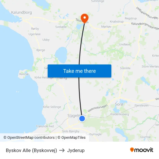 Byskov Alle (Byskovvej) to Jyderup map