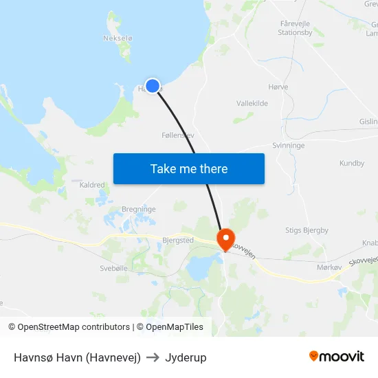 Havnsø Havn (Havnevej) to Jyderup map