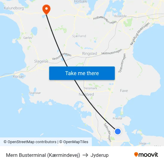 Mern Busterminal (Kærmindevej) to Jyderup map