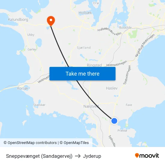 Sneppevænget (Sandagervej) to Jyderup map