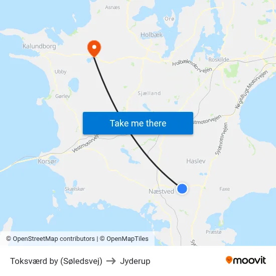 Toksværd by (Søledsvej) to Jyderup map