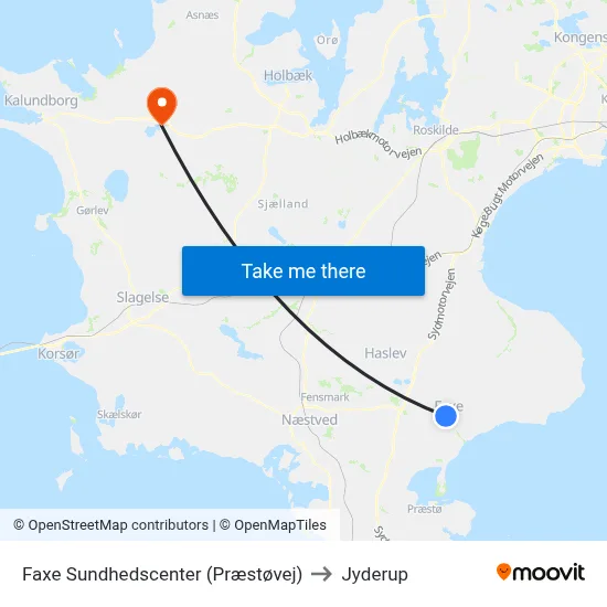 Faxe Sundhedscenter (Præstøvej) to Jyderup map
