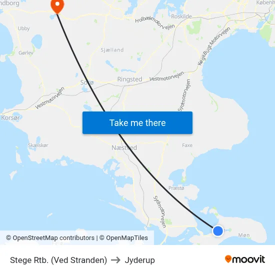 Stege Rtb. (Ved Stranden) to Jyderup map