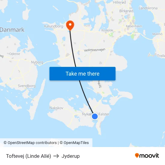 Toftevej (Linde Allé) to Jyderup map
