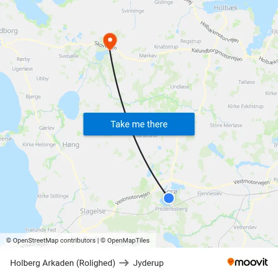 Holberg Arkaden (Rolighed) to Jyderup map