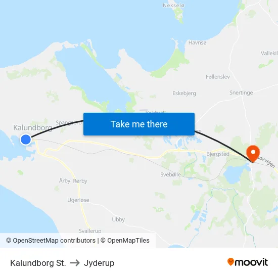Kalundborg St. to Jyderup map