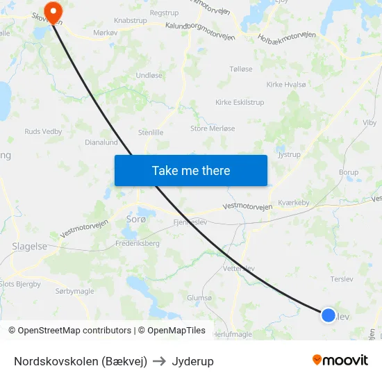 Nordskovskolen (Bækvej) to Jyderup map