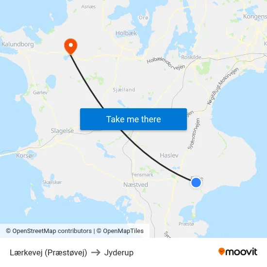 Lærkevej (Præstøvej) to Jyderup map