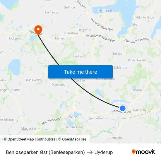 Benløseparken Øst (Benløseparken) to Jyderup map