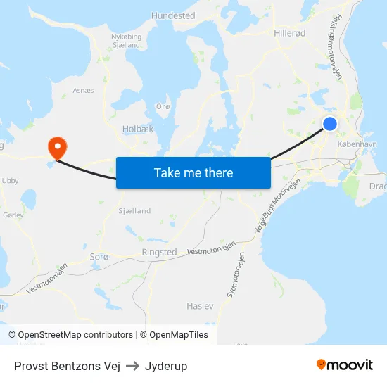 Provst Bentzons Vej to Jyderup map