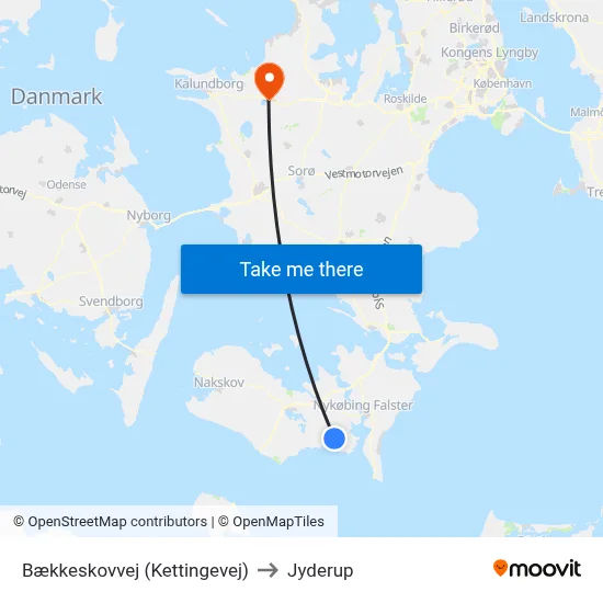 Bækkeskovvej (Kettingevej) to Jyderup map