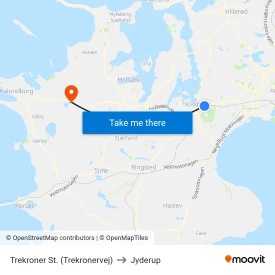 Trekroner St. (Trekronervej) to Jyderup map