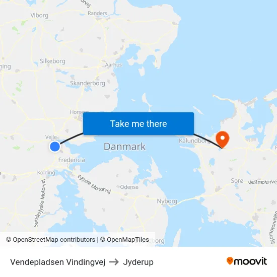 Vendepladsen Vindingvej to Jyderup map