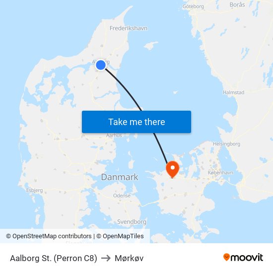 Aalborg St. (Perron C8) to Mørkøv map