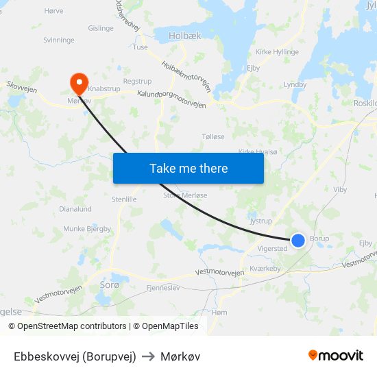 Ebbeskovvej (Borupvej) to Mørkøv map