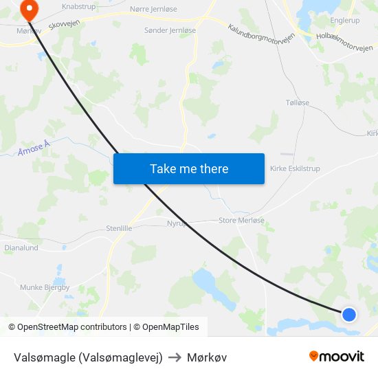 Valsømagle (Valsømaglevej) to Mørkøv map