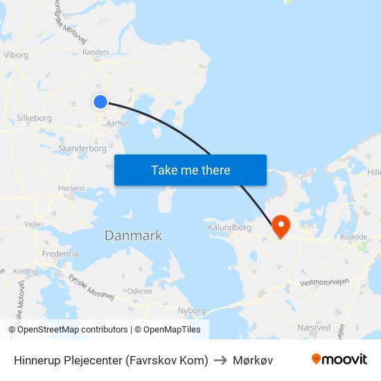 Hinnerup Plejecenter (Favrskov Kom) to Mørkøv map