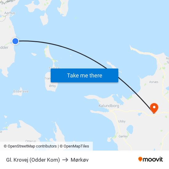 Gl. Krovej (Odder Kom) to Mørkøv map