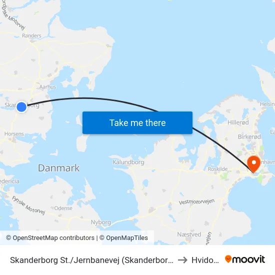 Skanderborg St./Jernbanevej (Skanderborg Kom) to Hvidovre map