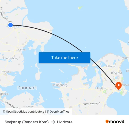 Svejstrup (Randers Kom) to Hvidovre map
