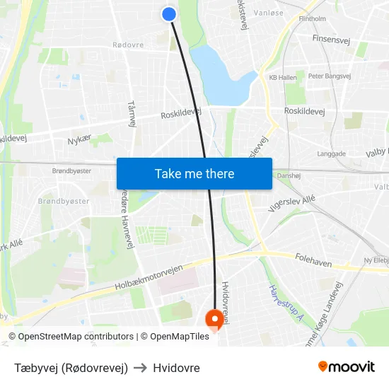 Tæbyvej (Rødovrevej) to Hvidovre map