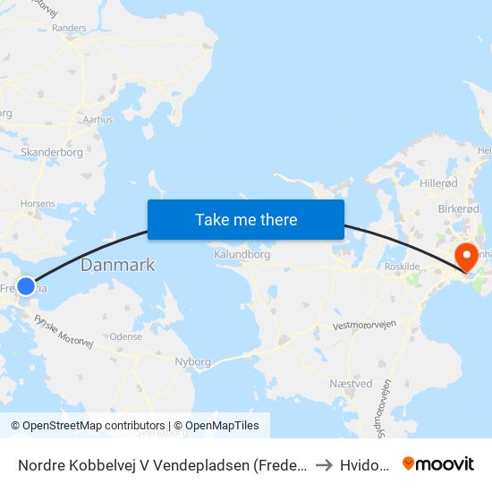 Nordre Kobbelvej V Vendepladsen (Fredericia) to Hvidovre map