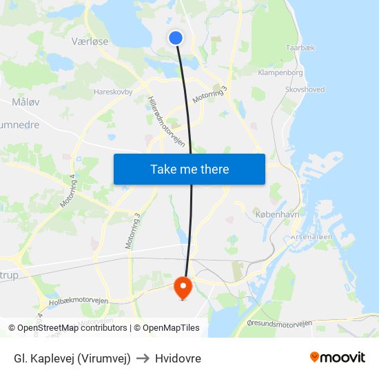 Gl. Kaplevej (Virumvej) to Hvidovre map