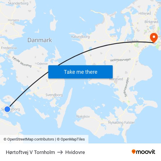 Hørtoftvej V Tornholm to Hvidovre map