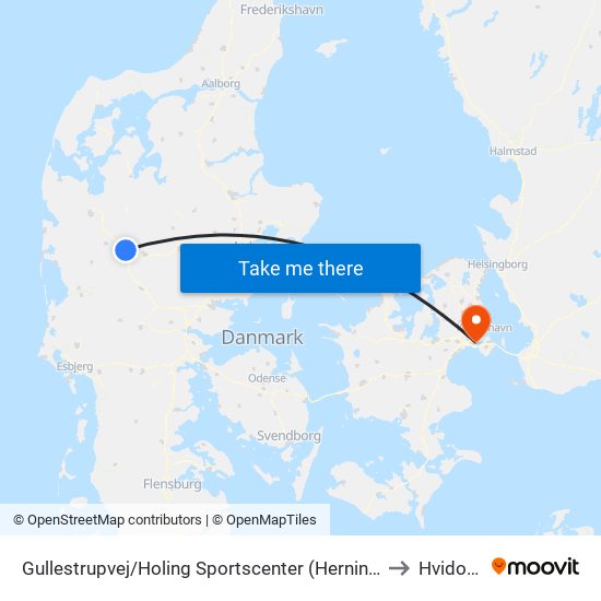 Gullestrupvej/Holing Sportscenter (Herning Kom) to Hvidovre map