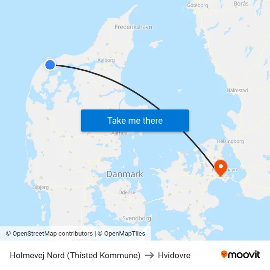 Holmevej Nord (Thisted Kommune) to Hvidovre map