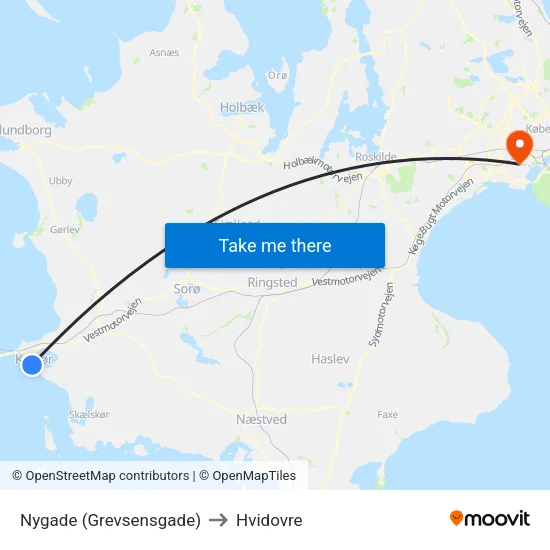 Nygade (Grevsensgade) to Hvidovre map