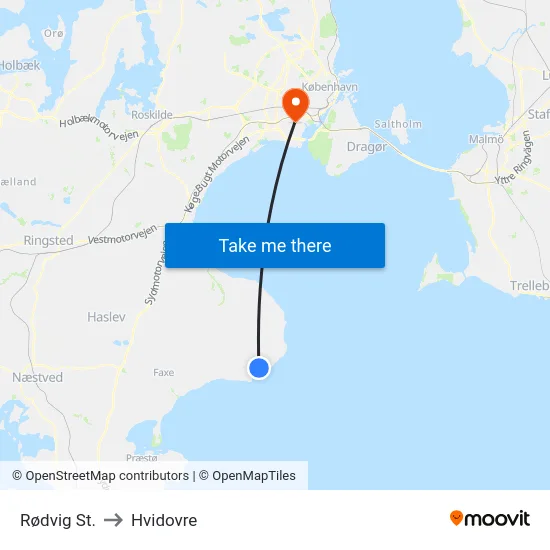 Rødvig St. to Hvidovre map