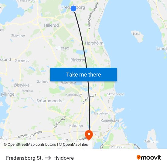 Fredensborg St. to Hvidovre map