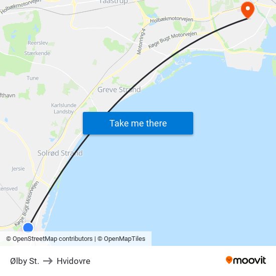 Ølby St. to Hvidovre map