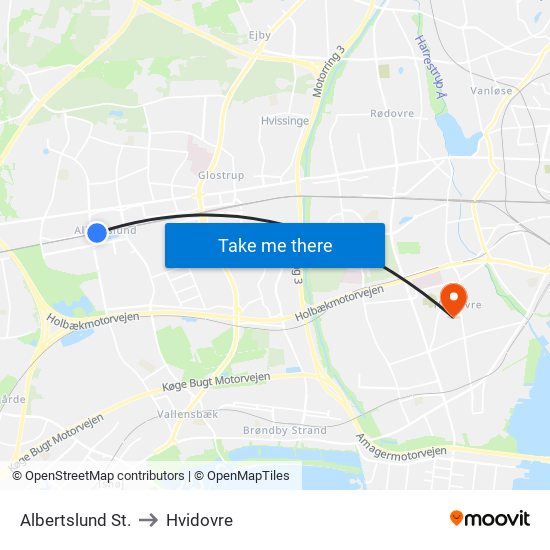 Albertslund St. to Hvidovre map