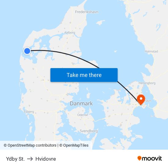 Ydby St. to Hvidovre map