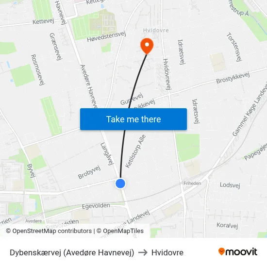 Dybenskærvej (Avedøre Havnevej) to Hvidovre map