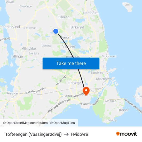 Tofteengen (Vassingerødvej) to Hvidovre map