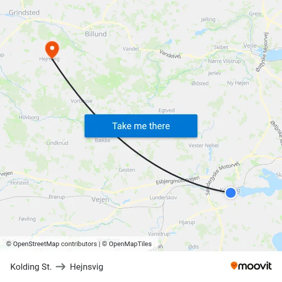 Kolding St. to Hejnsvig map