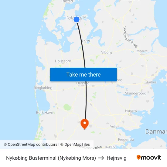 Nykøbing Busterminal (Nykøbing Mors) to Hejnsvig map