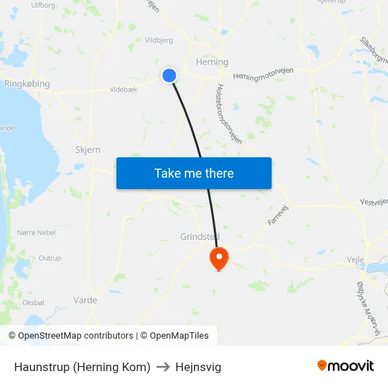 Haunstrup (Herning Kom) to Hejnsvig map