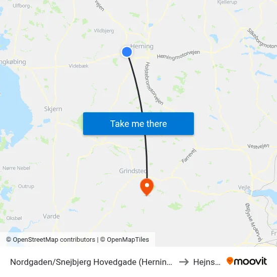Nordgaden/Snejbjerg Hovedgade (Herning Kom) to Hejnsvig map
