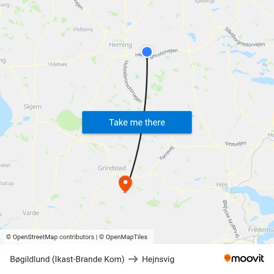 Bøgildlund (Ikast-Brande Kom) to Hejnsvig map