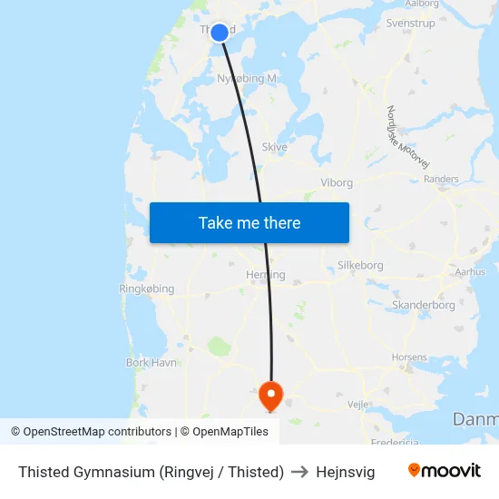 Thisted Gymnasium (Ringvej / Thisted) to Hejnsvig map