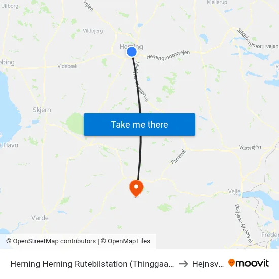 Herning Herning Rutebilstation (Thinggaard) to Hejnsvig map